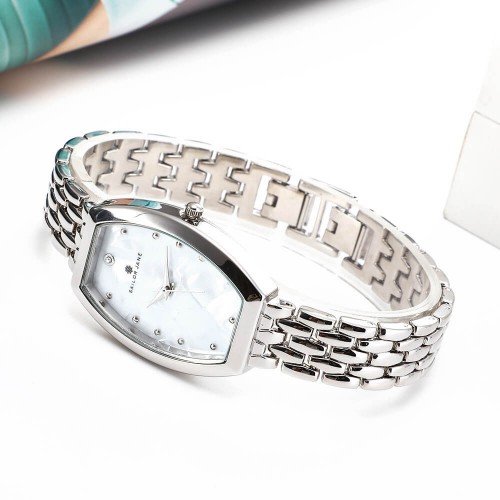 Women's Fancy Barrel Shape Steel Strap Wrist Watch - Silver |image
