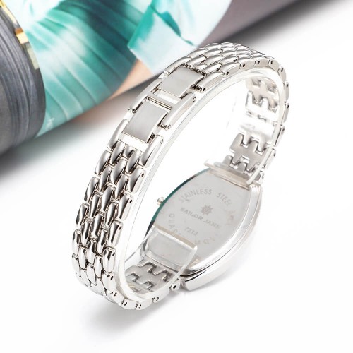 Women's Fancy Barrel Shape Steel Strap Wrist Watch - Silver |image