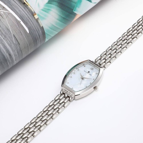 Women's Fancy Barrel Shape Steel Strap Wrist Watch - Silver |image