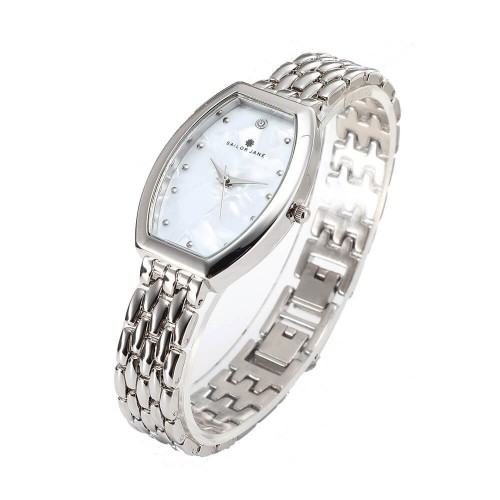 Women's Fancy Barrel Shape Steel Strap Wrist Watch - Silver |image