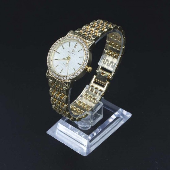 Diamond Encrusted Women's Quartz Style Wrist Watch - Gold |image