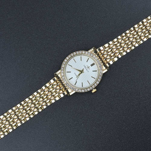 Diamond Encrusted Women's Quartz Style Wrist Watch - Gold |image