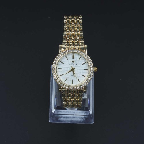 Diamond Encrusted Women's Quartz Style Wrist Watch - Gold |image