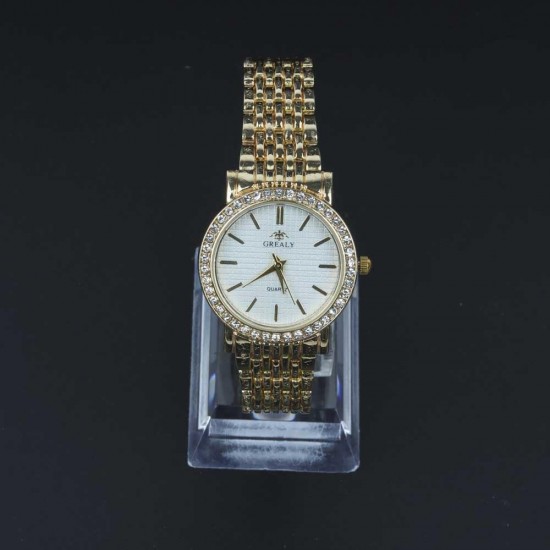 Diamond Encrusted Women's Quartz Style Wrist Watch - Gold |image