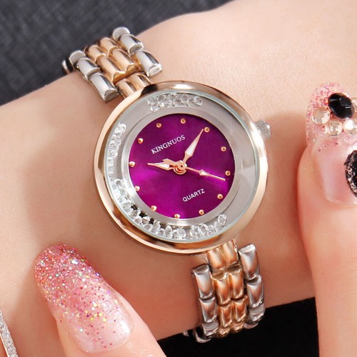 Elegant Rhinestone Dual Tone Ladies Bracelet Watch - Silver |image