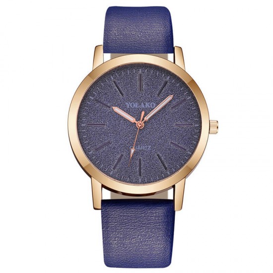 Leather Strap Analog Women's Wrist Watch - Blue |image