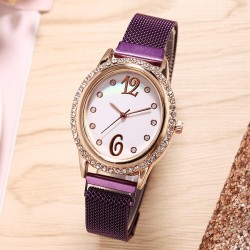Oval Dial Women's Analog Quartz Watch - Purple