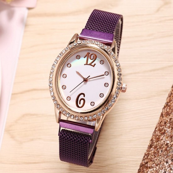 Oval Dial Women's Analog Quartz Watch - Purple |image