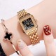  Square Shape Mesh Strap Ladies Bracelet Watch - Gold 