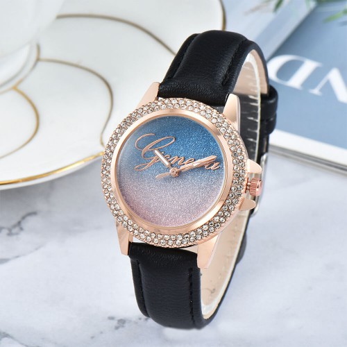 Women's Starry Sky Dial Analog Casual Wrist Watch - Black |image
