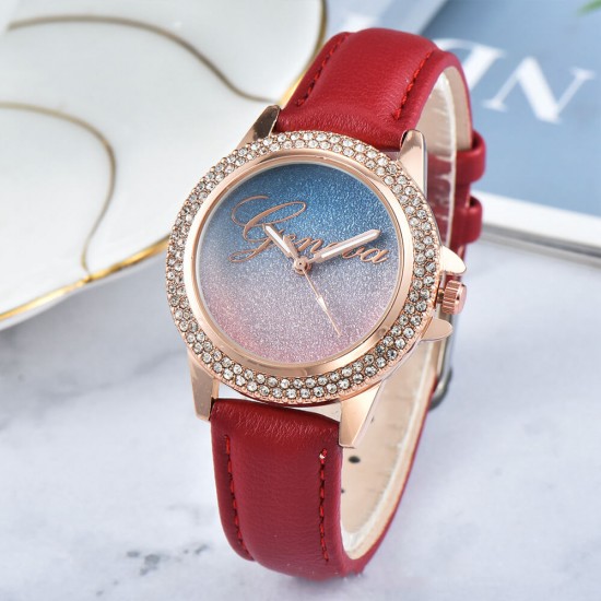 Women's Starry Sky Dial Analog Casual Wrist Watch - Red |image