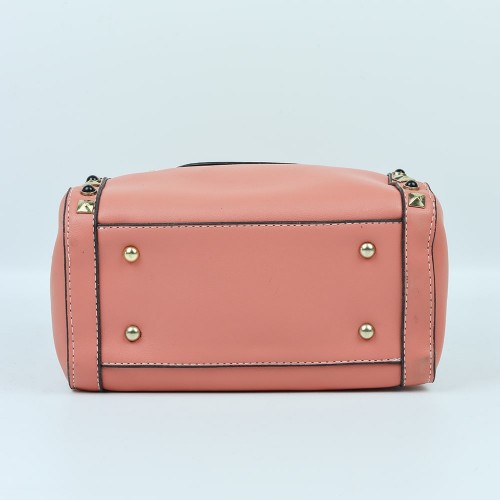 Women's Fashion Zipper Closure Leather Shoulder Bag - Orange |image