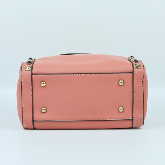 Women's Fashion Zipper Closure Leather Shoulder Bag - Orange |image