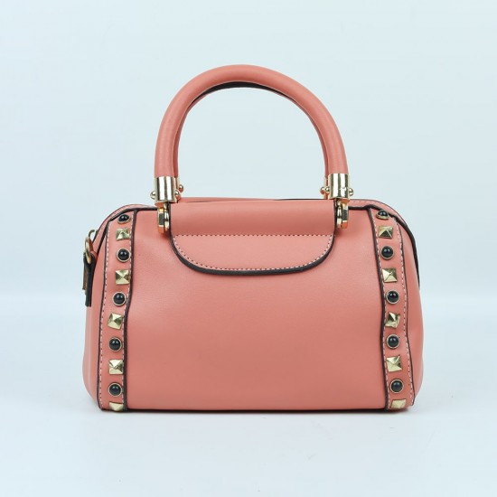 Women's Fashion Zipper Closure Leather Shoulder Bag - Orange |image