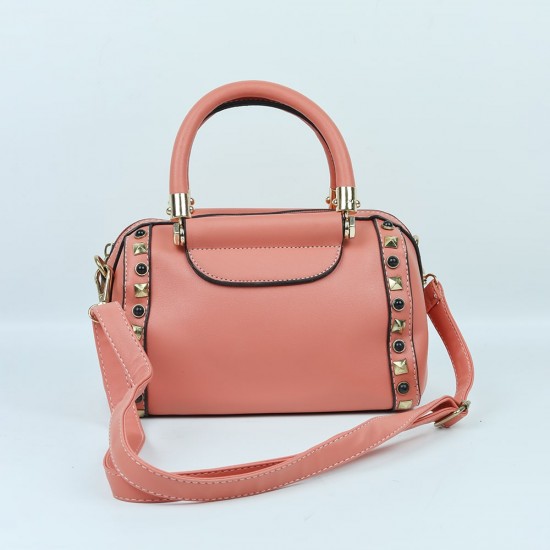 Women's Fashion Zipper Closure Leather Shoulder Bag - Orange |image