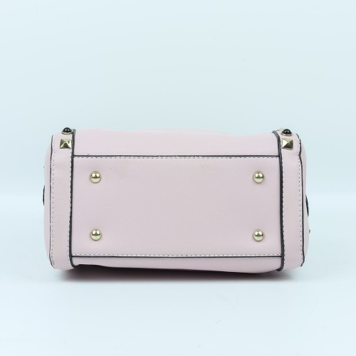Women's Fashion Zipper Closure Leather Shoulder Bag - Pink |image