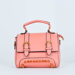 Magnetic Flap Closure Women's Leather Shoulder Bag - Dark Pink 