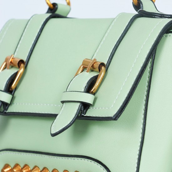 Image for Magnetic Flap Closure Women's Leather Tote Bag Magnetic Flap Closure Women's Leather Shoulder Bag - Green |image