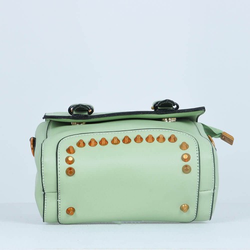 Magnetic Flap Closure Women's Leather Shoulder Bag - Green |image