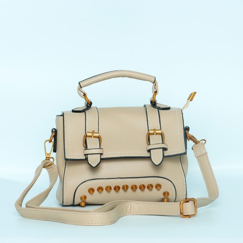 Magnetic Flap Closure Women's Leather Shoulder Bag - Brown |image