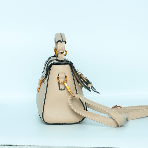 Magnetic Flap Closure Women's Leather Shoulder Bag - Brown |image