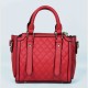 Diamond Stitched Leather Tote Handbag For Women - Red |image