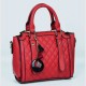Diamond Stitched Leather Tote Handbag For Women - Red |image