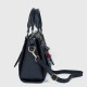 Diamond Stitched Leather Tote Handbag For Women - Black |image