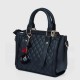 Diamond Stitched Leather Tote Handbag For Women - Black |image