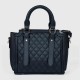 Diamond Stitched Leather Tote Handbag For Women - Black |image