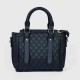 Diamond Stitched Leather Tote Handbag For Women - Black |image