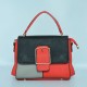 Multi Color Contrast Buckle Up Messenger Women Shoulder Bag - Red 