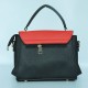 Multi Color Contrast Buckle Up Messenger Women Shoulder Bag - Black |image