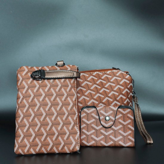 Image for Vintage PU Women's Leather Hand Bag Vintage Large Space Printed PU Leather Women's Hand Bag Set- Chocolate |image