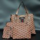 Vintage Large Space Printed PU Leather Women's Hand Bag Set- Chocolate