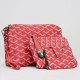 Vintage Large Space Printed PU Leather Women's Hand Bag Set- Red |image