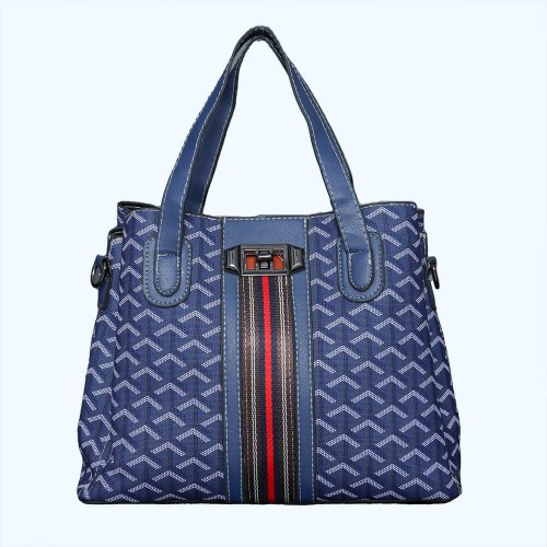 Vintage Large Space Printed PU Leather Women's Hand Bag Set - Blue |image