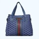Vintage Large Space Printed PU Leather Women's Hand Bag Set - Blue |image