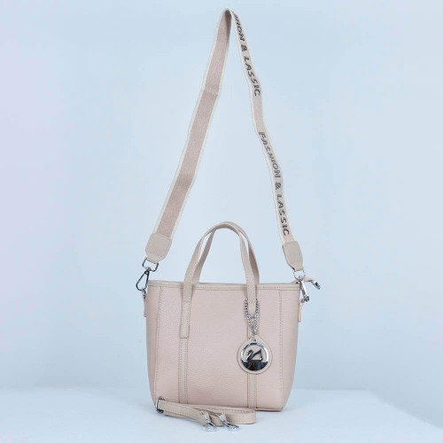 Women's Fashion Dual Strap Bucket Leather Hand Bag - Cream |image