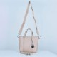 Women's Fashion Dual Strap Bucket Leather Hand Bag - Cream |image