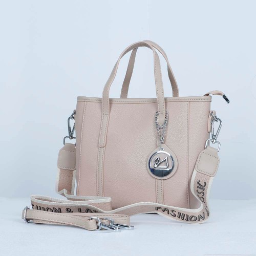 Women's Fashion Dual Strap Bucket Leather Hand Bag - Cream |image