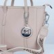 Women's Fashion Dual Strap Bucket Leather Hand Bag - Cream |image