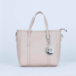 Women's Fashion Dual Strap Bucket Leather Hand Bag - Cream 