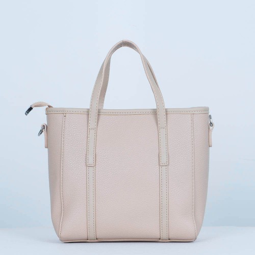 Women's Fashion Dual Strap Bucket Leather Hand Bag - Cream |image
