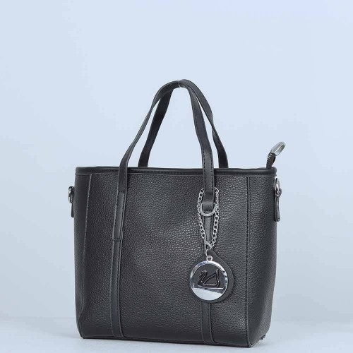 Women's Fashion Dual Strap Bucket Leather Hand Bag - Black |image