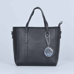 Women's Fashion Dual Strap Bucket Leather Hand Bag - Black