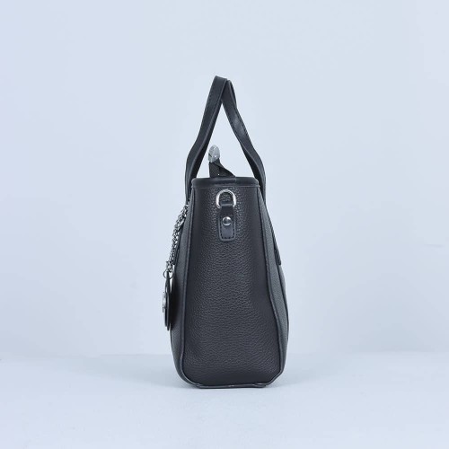 Women's Fashion Dual Strap Bucket Leather Hand Bag - Black |image
