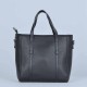 Women's Fashion Dual Strap Bucket Leather Hand Bag - Black |image