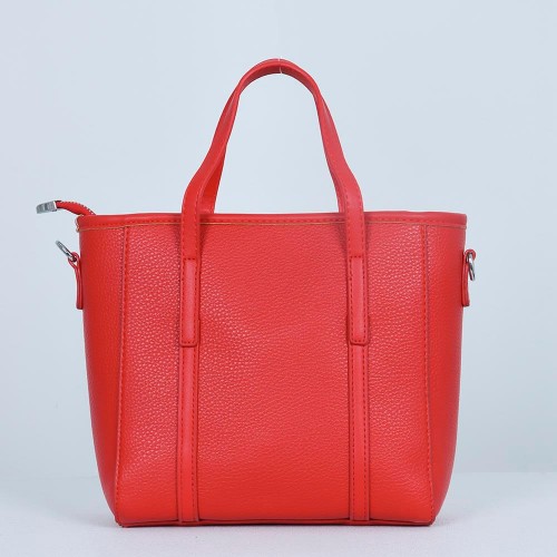 Women's Fashion Dual Strap Bucket Leather Hand Bag - Red |image