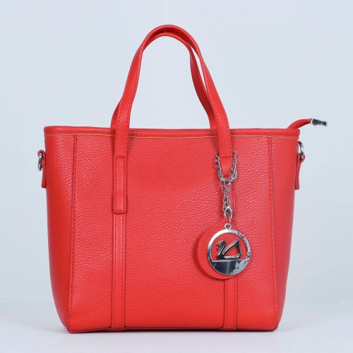 Women's Fashion Dual Strap Bucket Leather Hand Bag - Red |image
